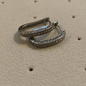 Cubic zirconia long huggie earrings